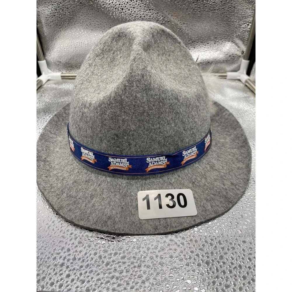 Samuel Adams Oktoberfest Alpine Hat Mens OS‎ Gray Wool Felt Feather Trim Fedora